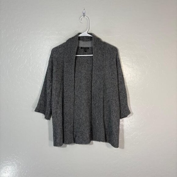 Eileen Fisher Cardigan Sweater Womens XS Gray Alpaca Wool Blend Open Front Cozy - Picture 1 of 8